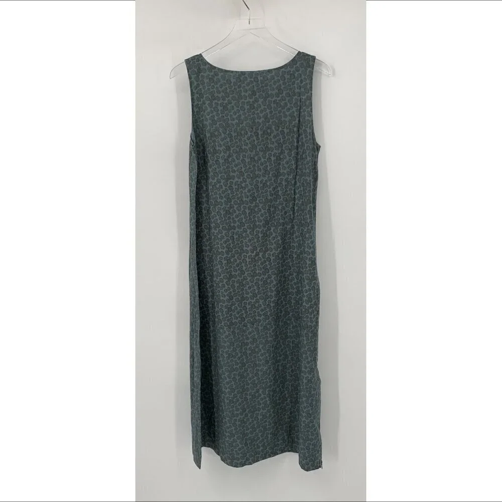 Flyshacker midi shift dress zipper sleeveless cotton blend blue floral new M